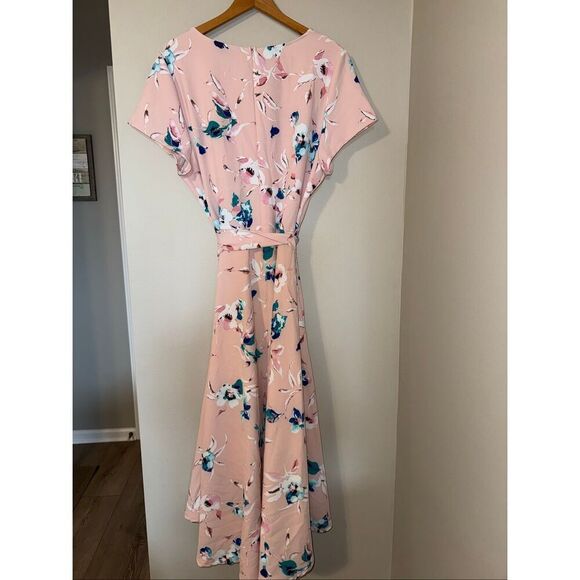 Lane Bryant Size 18 Lena High Low Dress Pastel Pink Blue Floral Modest Feminine - Picture 11 of 15